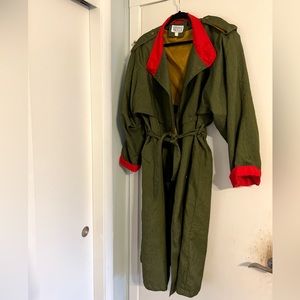 otello pelle • vintage color block trench coat • green